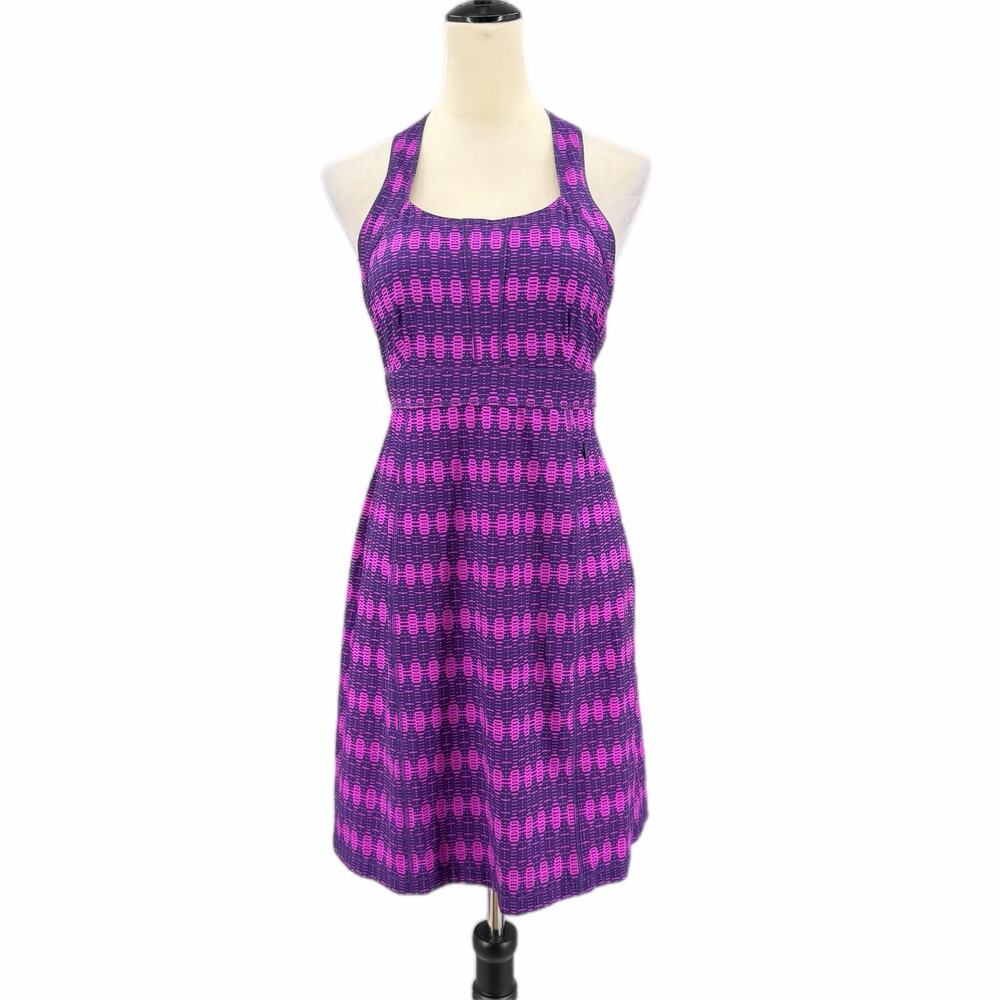 Title Nine NEW Racerback Halter Purple Bright Built In Bra Sleeveless Dress